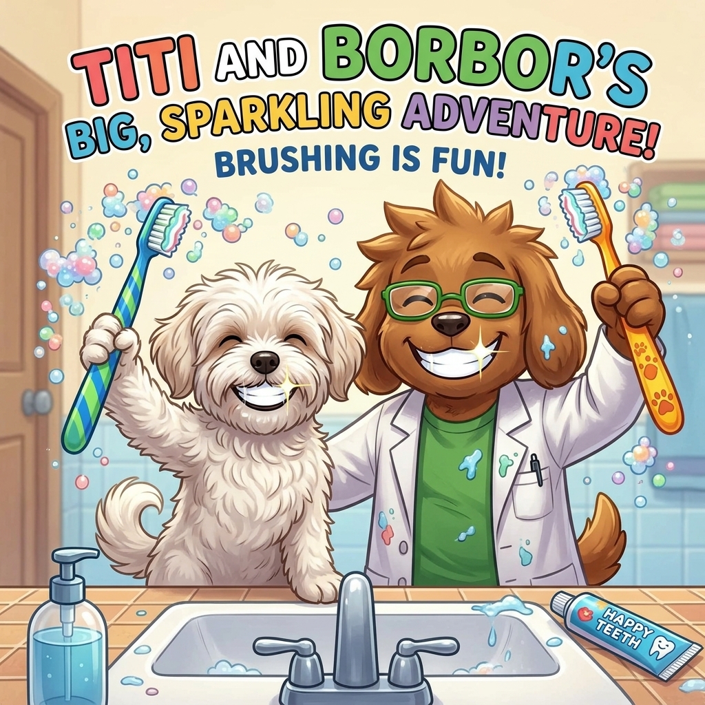 Titi and Borbor Brush Their Teeth